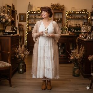 Lush White Embroiderd Maxi Dress Size M